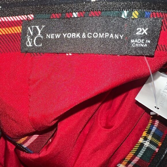 New York & Company Tartan Bow Waist Train Jumpsuit-Size 2X - Picture 6 of 9